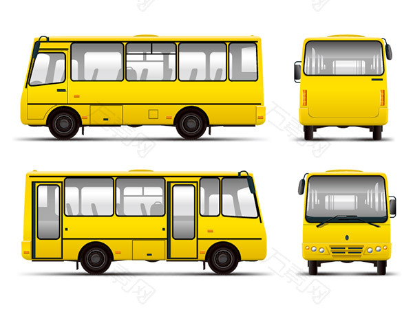 黄色巴士矢量素材