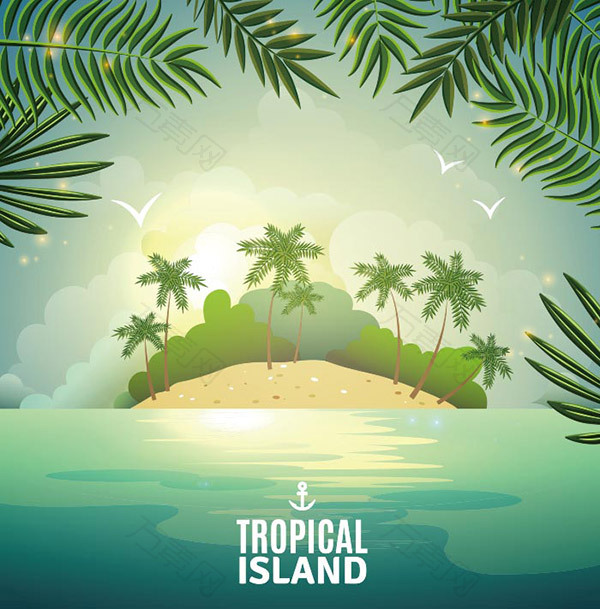 热带岛屿自然海报