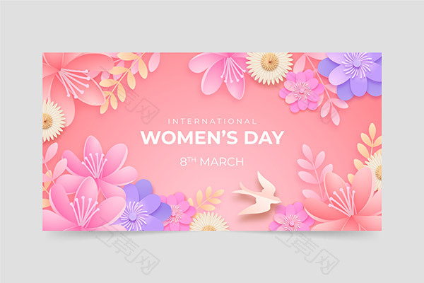 妇女节粉色花卉海报