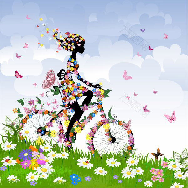 春季花朵自行车