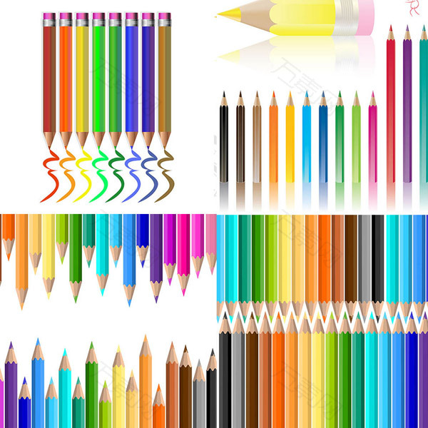 多彩铅笔设计矢量