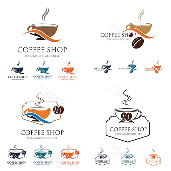 咖啡豆与咖啡杯标志
