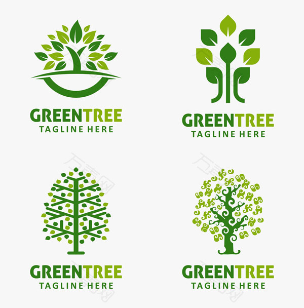 绿叶与树木标志