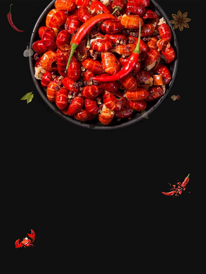 小龙虾夏日美食红色海报设计背景模板
