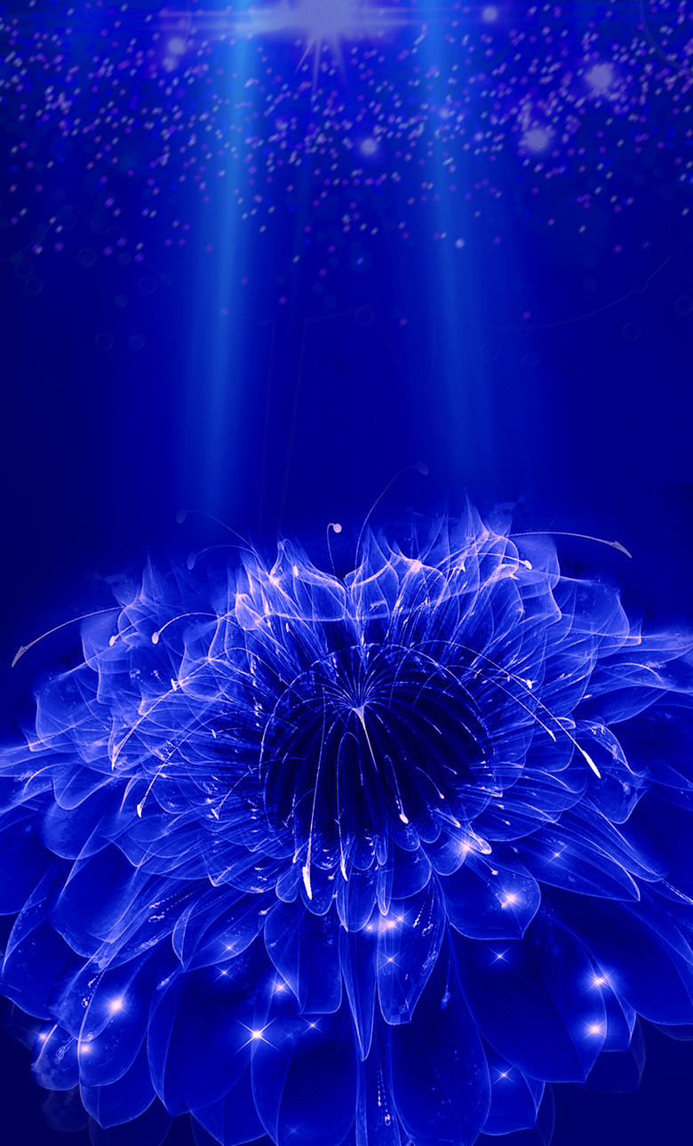蓝色水晶花朵背景素材