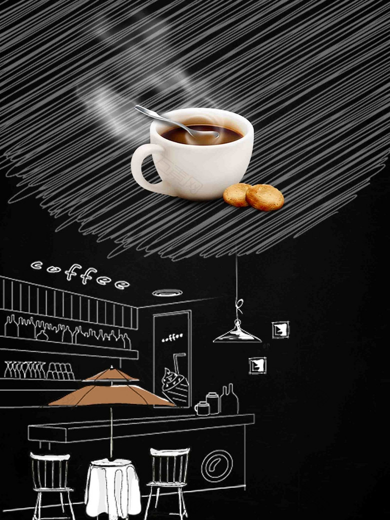 咖啡店下午茶一杯咖啡海报背景模板