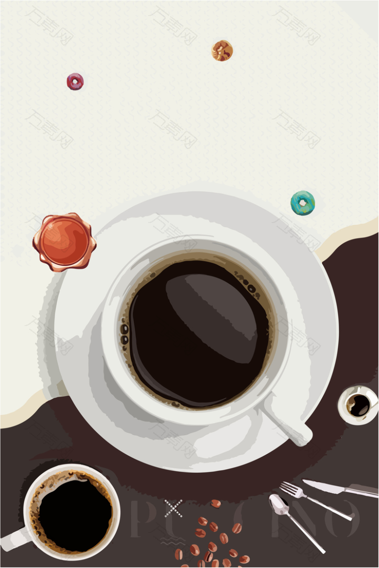 高档咖啡促销白色简约下午茶热饮矢量海报背景