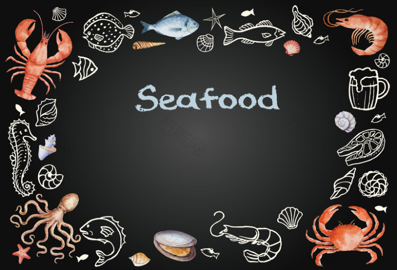 新鲜海鲜食物海报背景素材