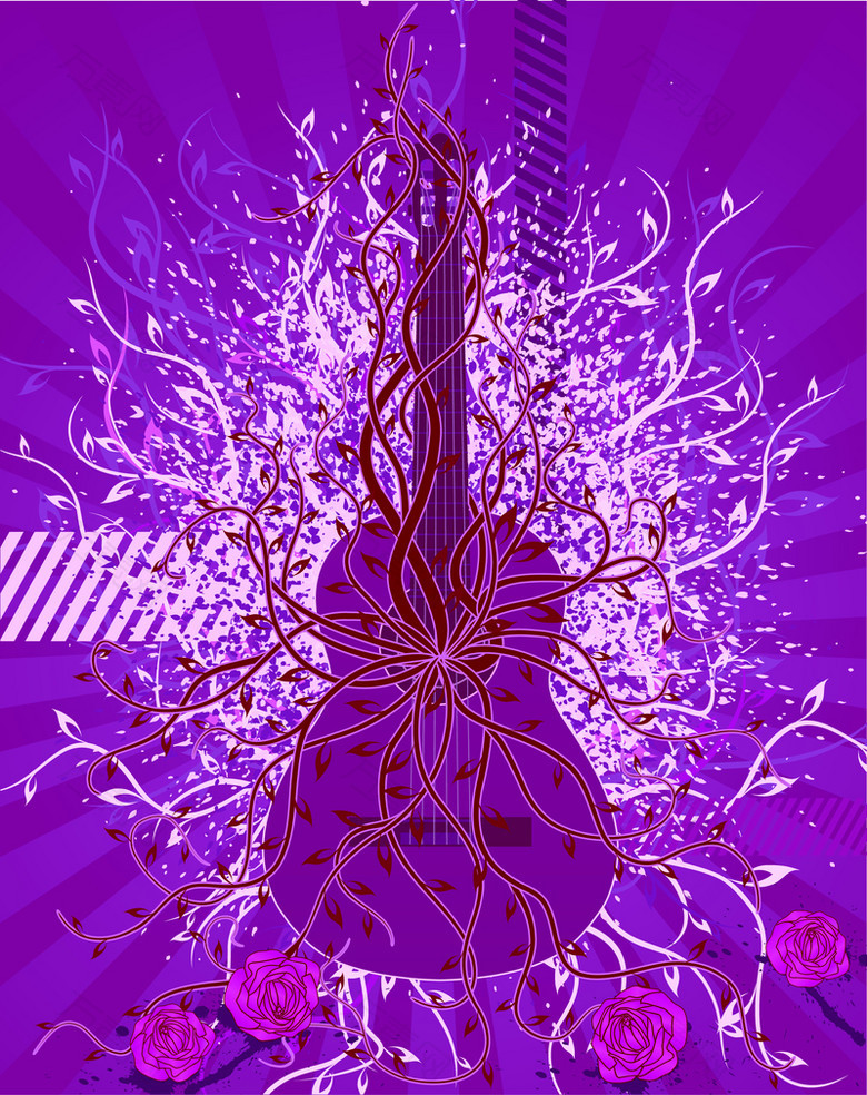 紫色劲爆吉他设计