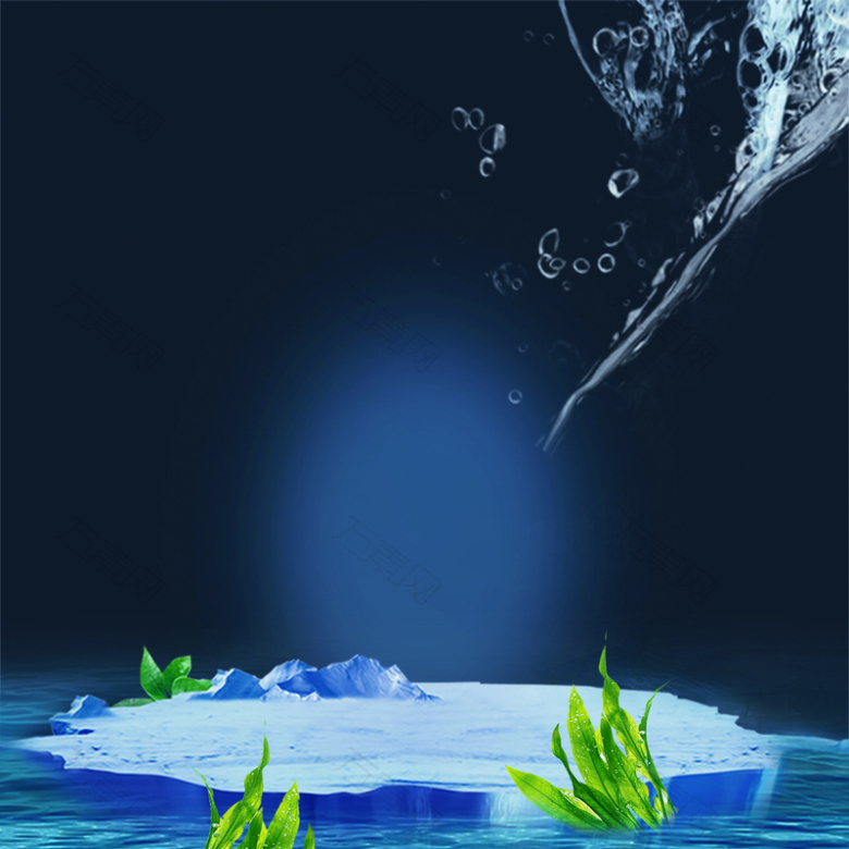 蓝色水纹海藻面膜海报背景素材