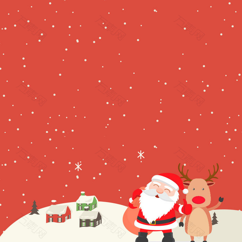 红色扁平雪地圣诞狂欢主图背景
