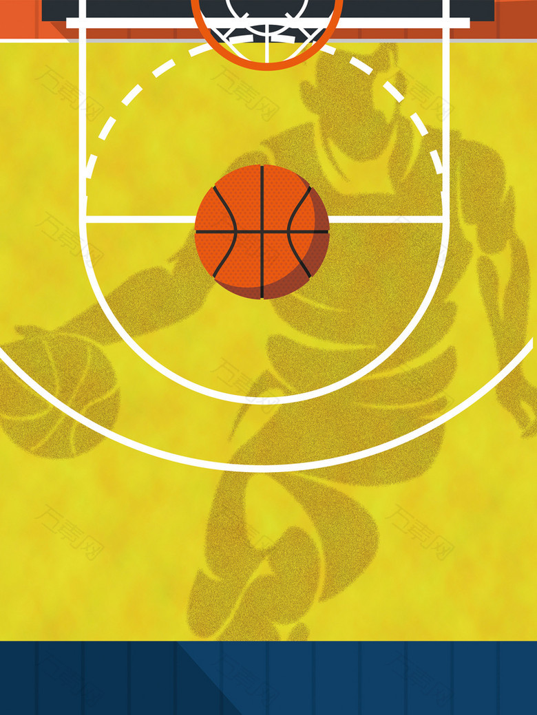 简约扁平创意篮球运动线条球场背景素材