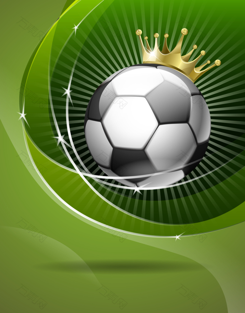 足球皇冠绿色科技线条海报背景