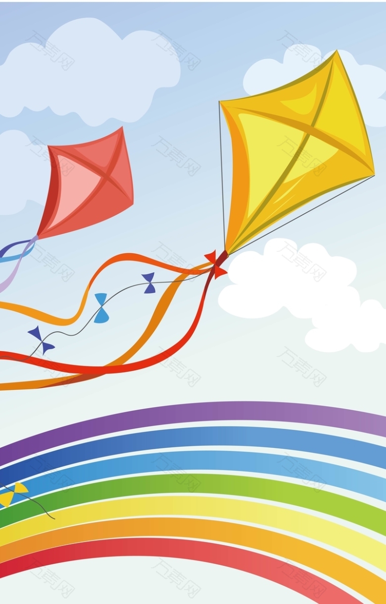 彩虹色的风筝背景素材