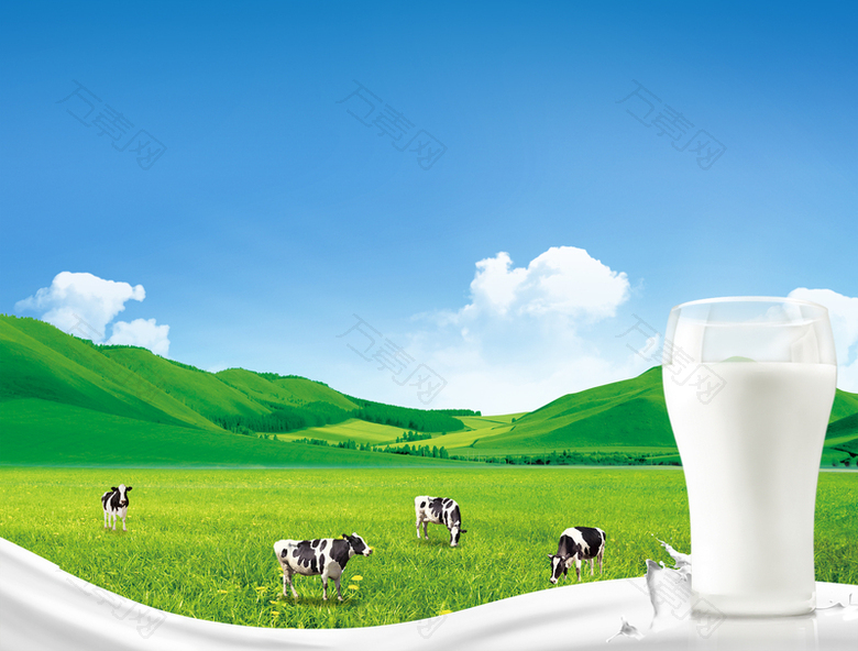 绿色营养健康牛奶宣传海报