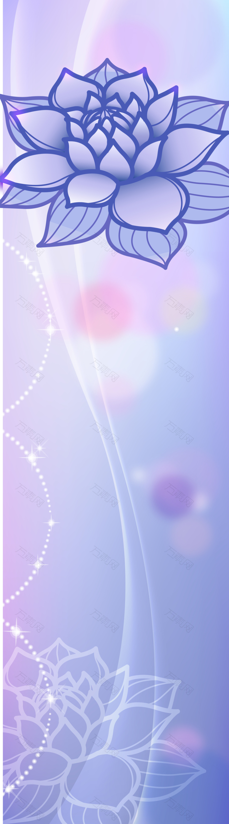 紫色梦幻花纹展架背景素材