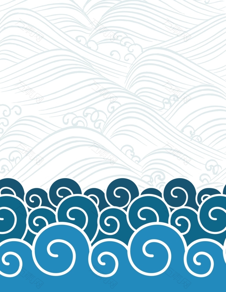 矢量中国风古典海水波浪纹背景素材