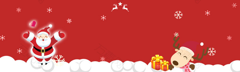 圣诞老人卡通雪花红色banner