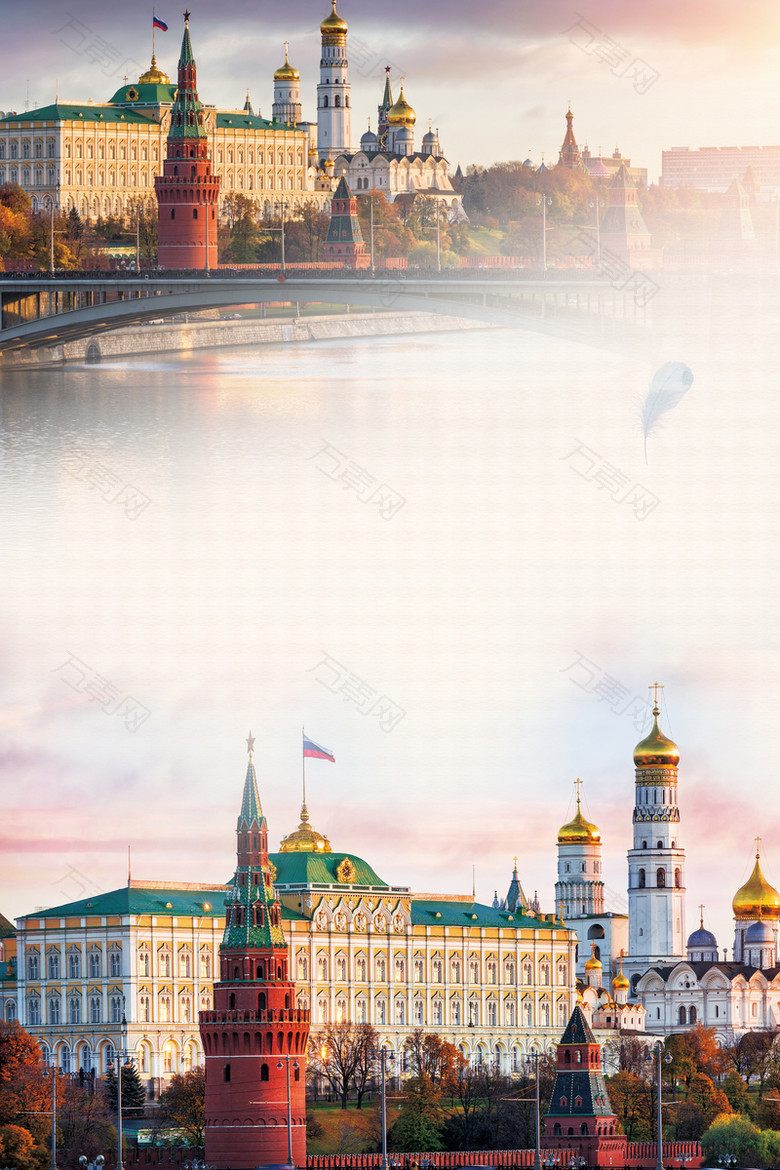 俄罗斯风情国外旅游宣传海报背景素材