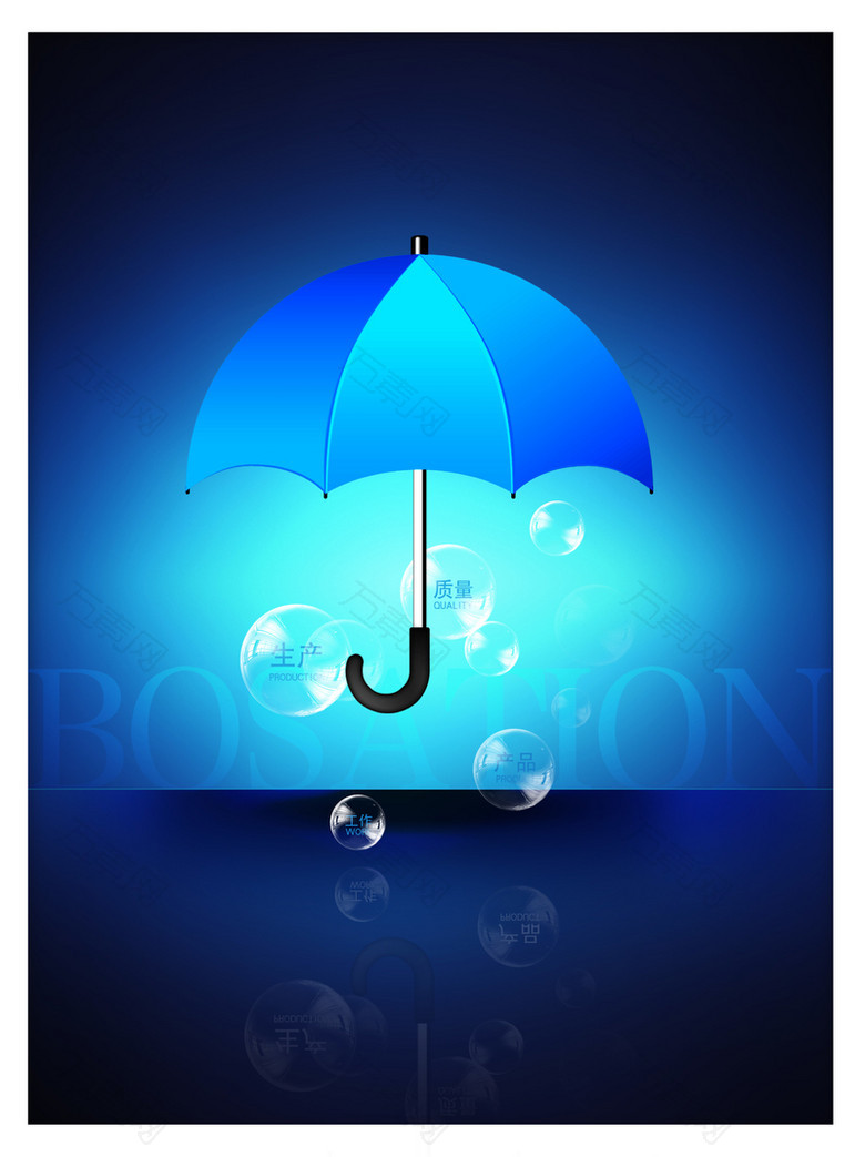安全蓝色伞企业文化展板背景素材