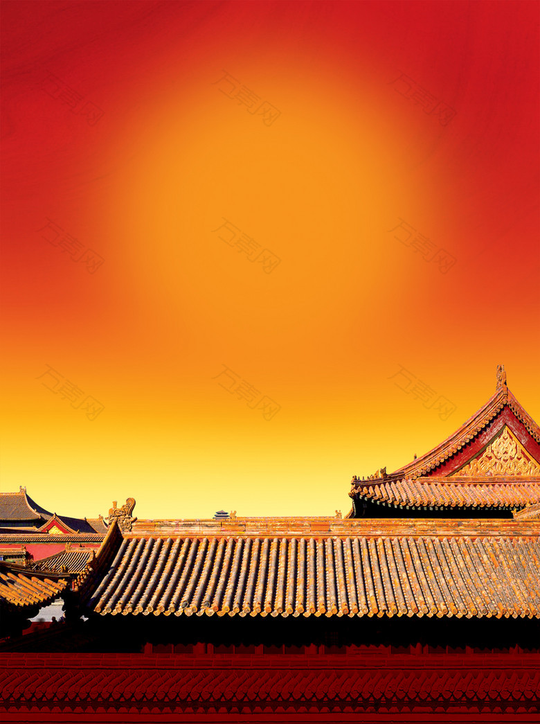 中式大气辉煌古建筑海报背景素材
