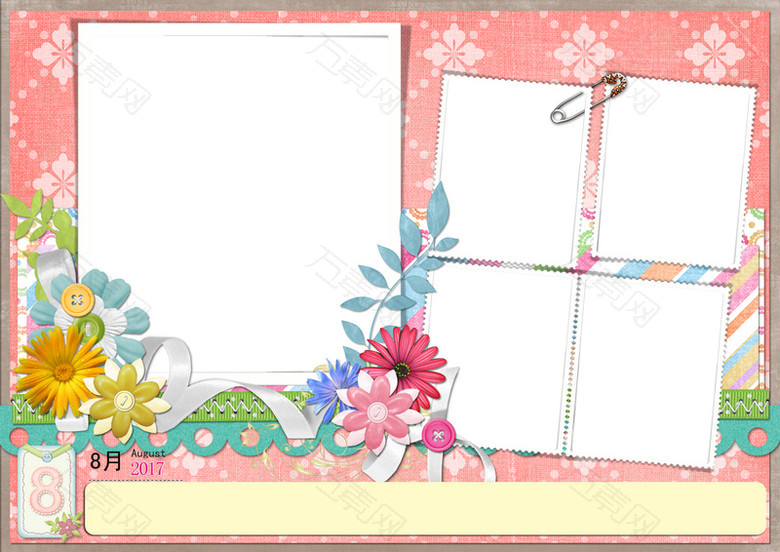 粉色卡通花朵儿童相框背景素材