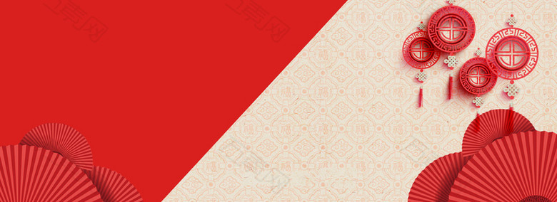 天猫年货节中国风大气时尚红色女装海报背景