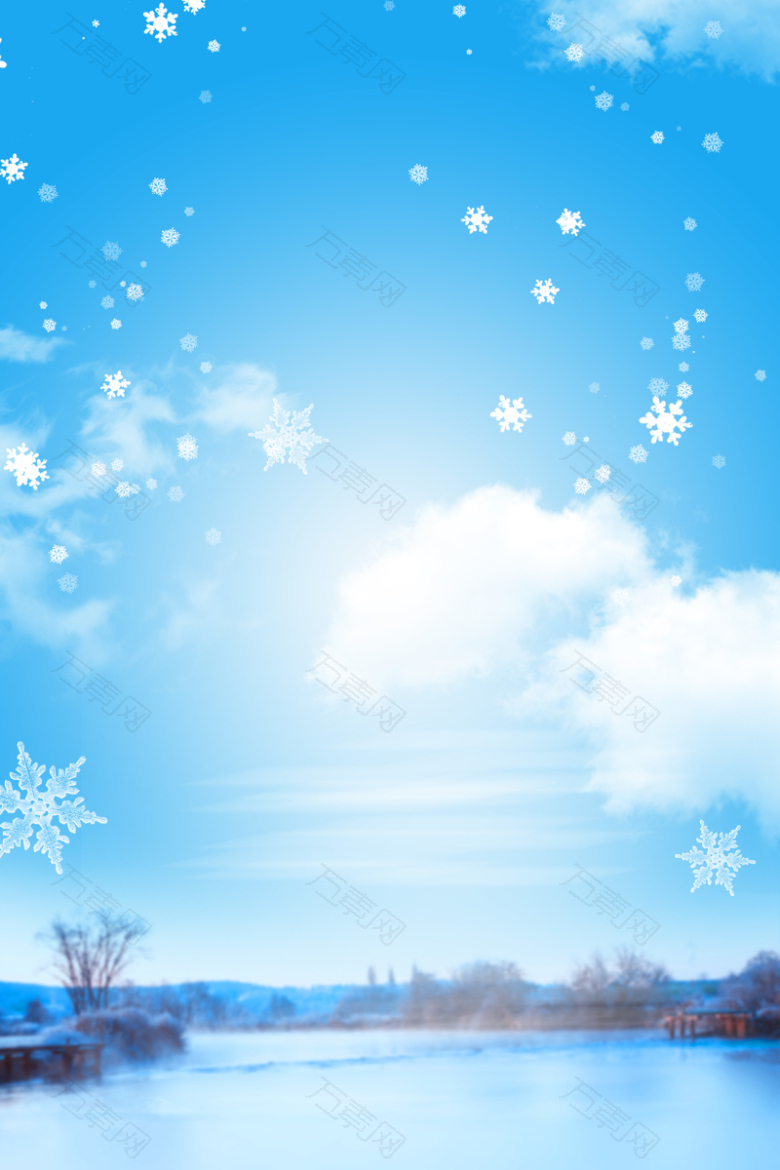 蓝色雪花背景图元素