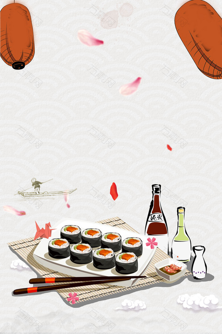 纹理底纹日本寿司日料海报背景素材