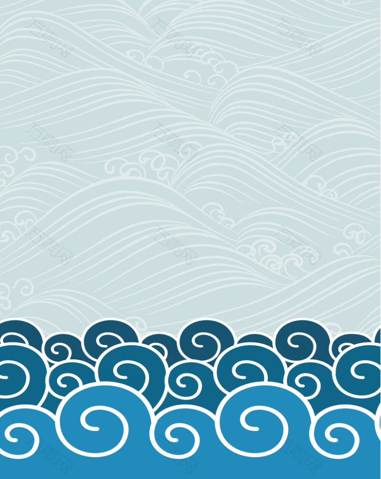 蓝色中国风传统元素花纹纹理平面广告