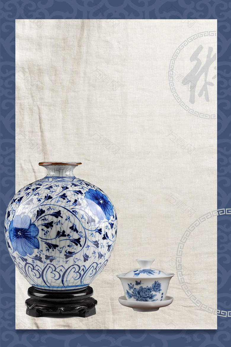中国风青花瓷传统文化