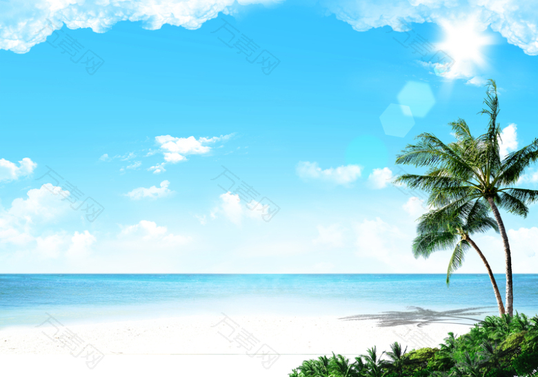 海滩椰子树背景素材
