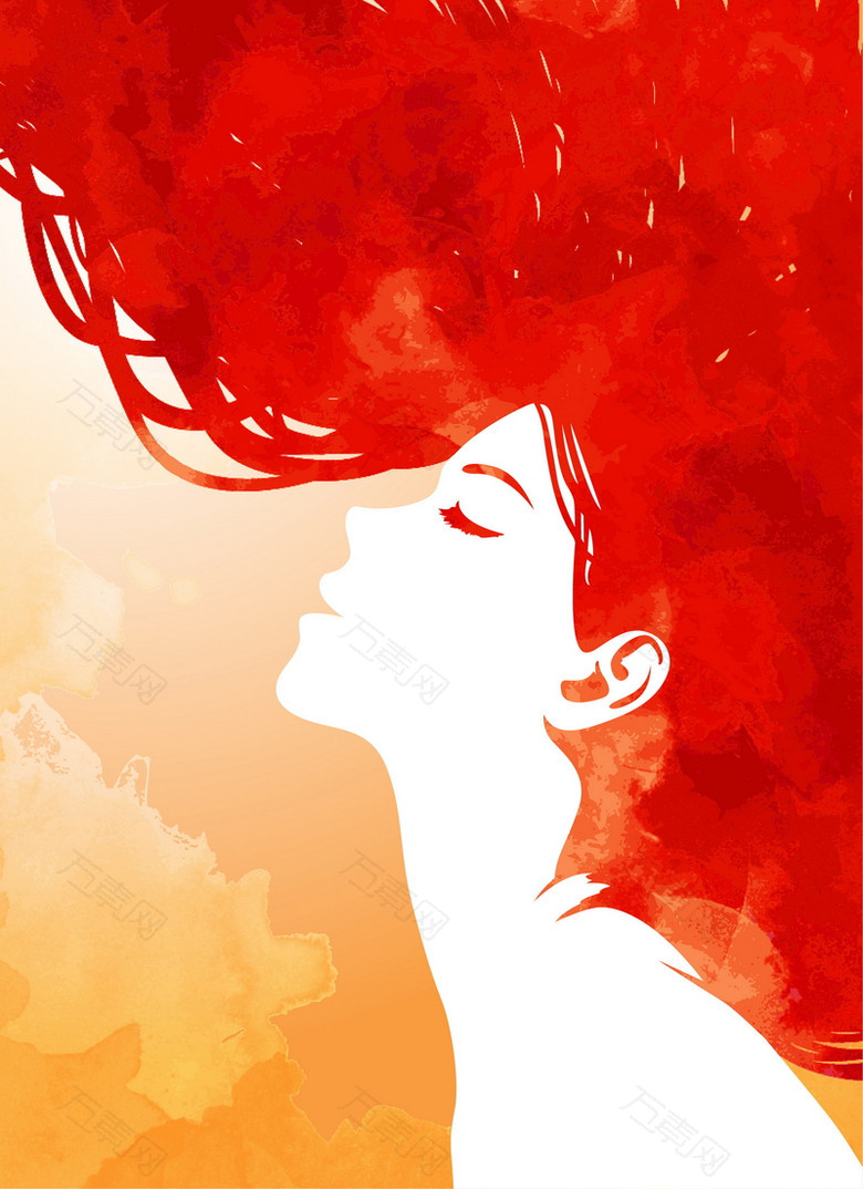 红色头发女子背景图片