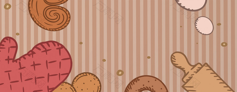 西式甜点面包几何棕色banner