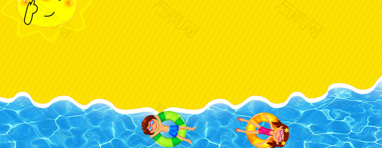 暑假游泳训练拼接几何黄色背景