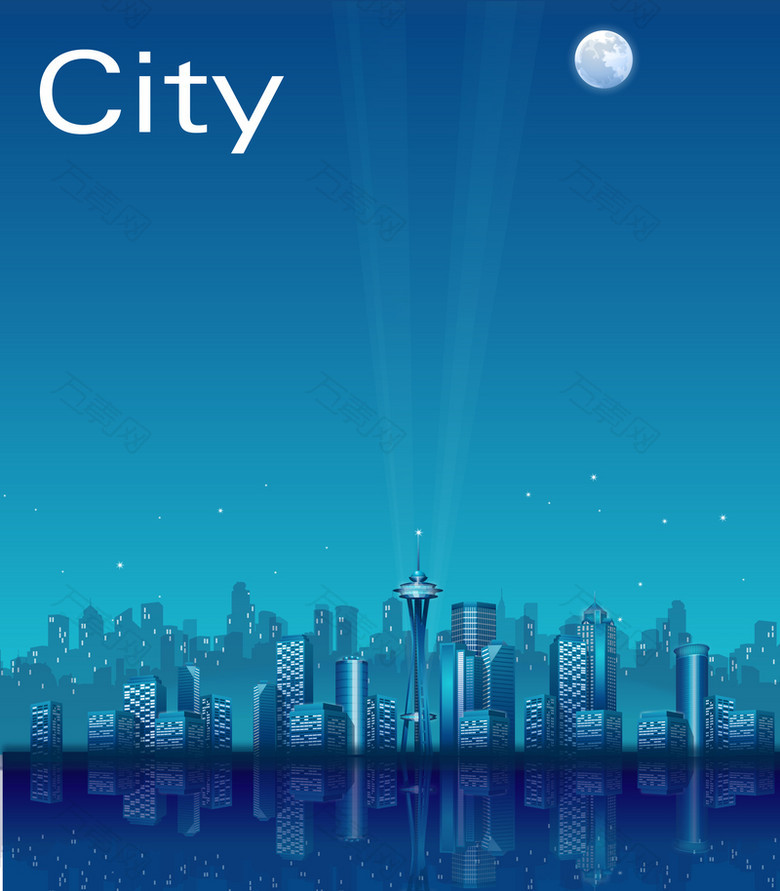 城市剪影天空海报背景素材