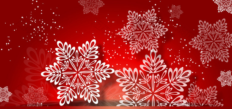 圣诞冬季红色雪花背景
