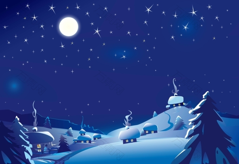 矢量卡通质感冬天雪景背景素材