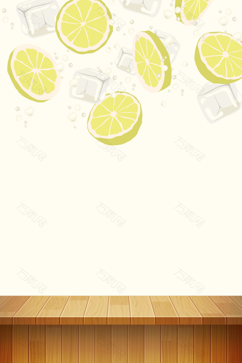 矢量文艺质感手绘柠檬水果背景