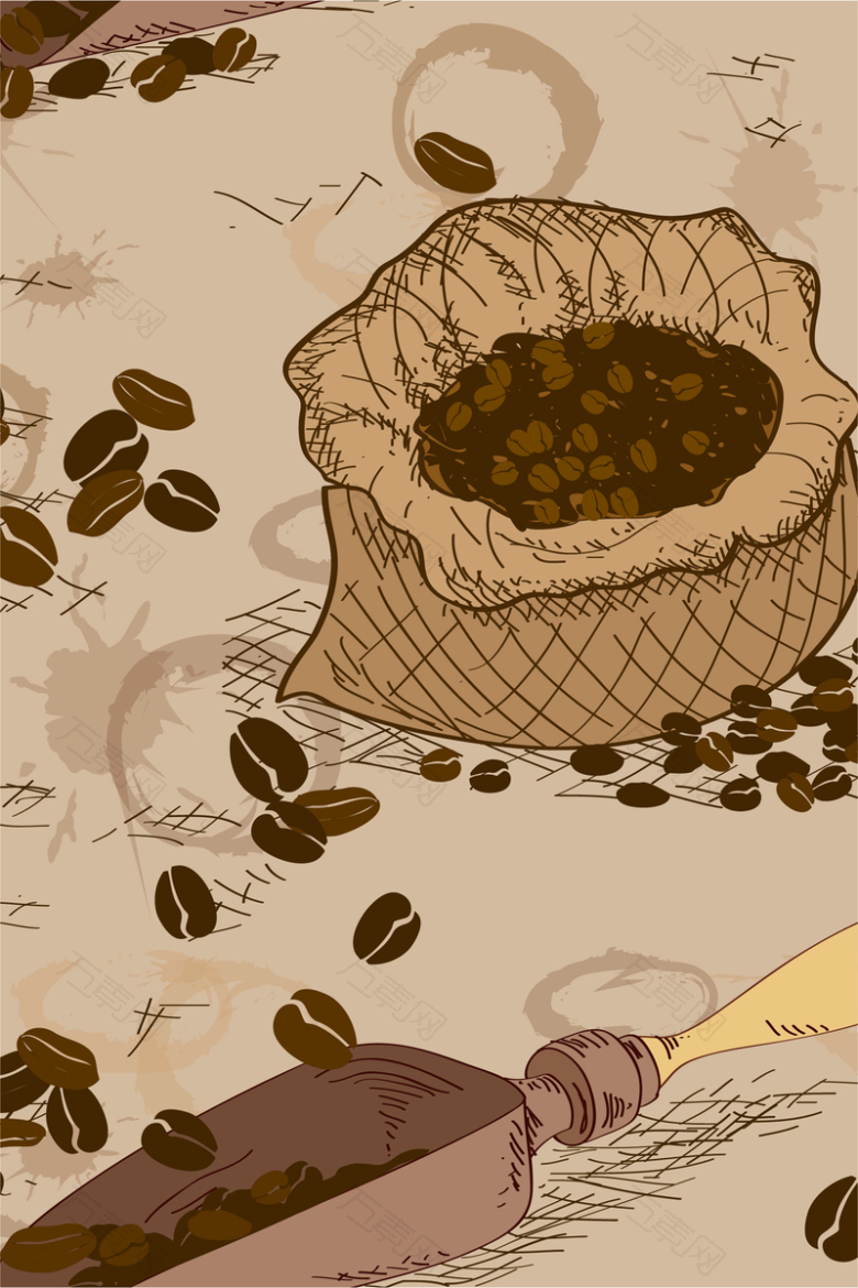 矢量手绘复古咖啡素材背景