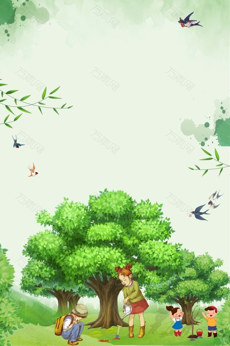 312植树节绿色手绘海报
