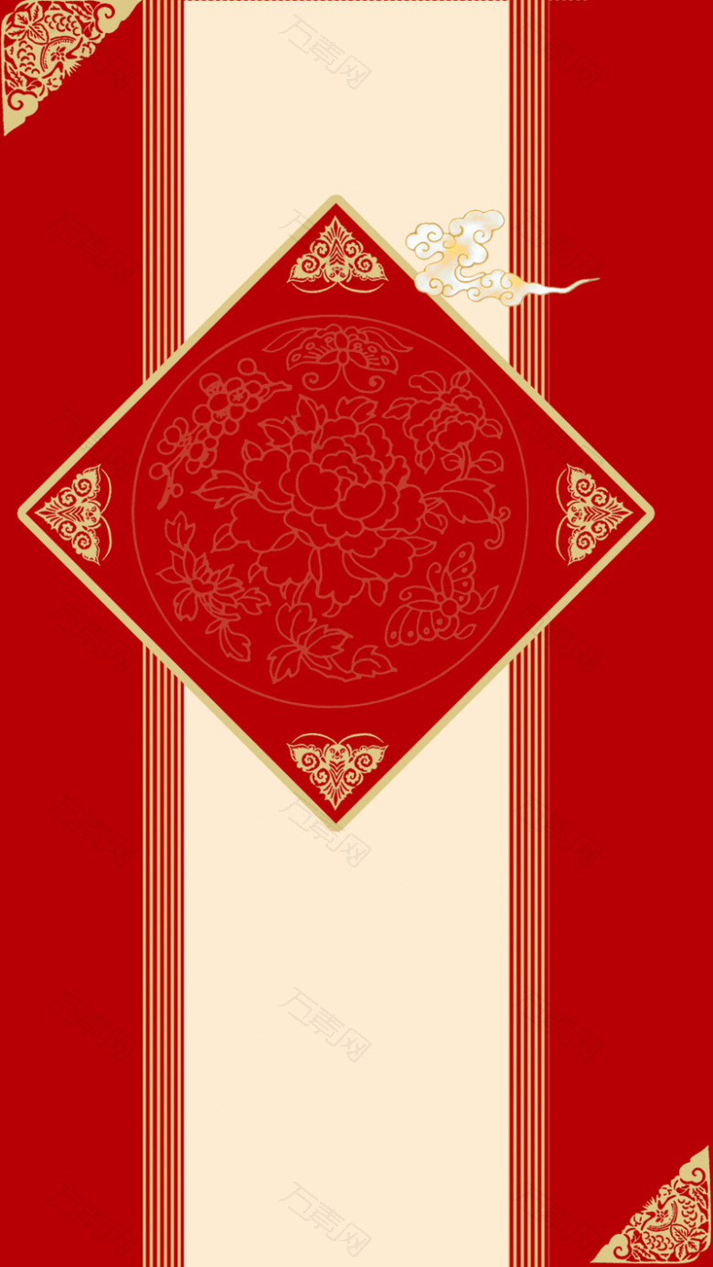 礼品卡中国风红色PSD分层H5背景素材