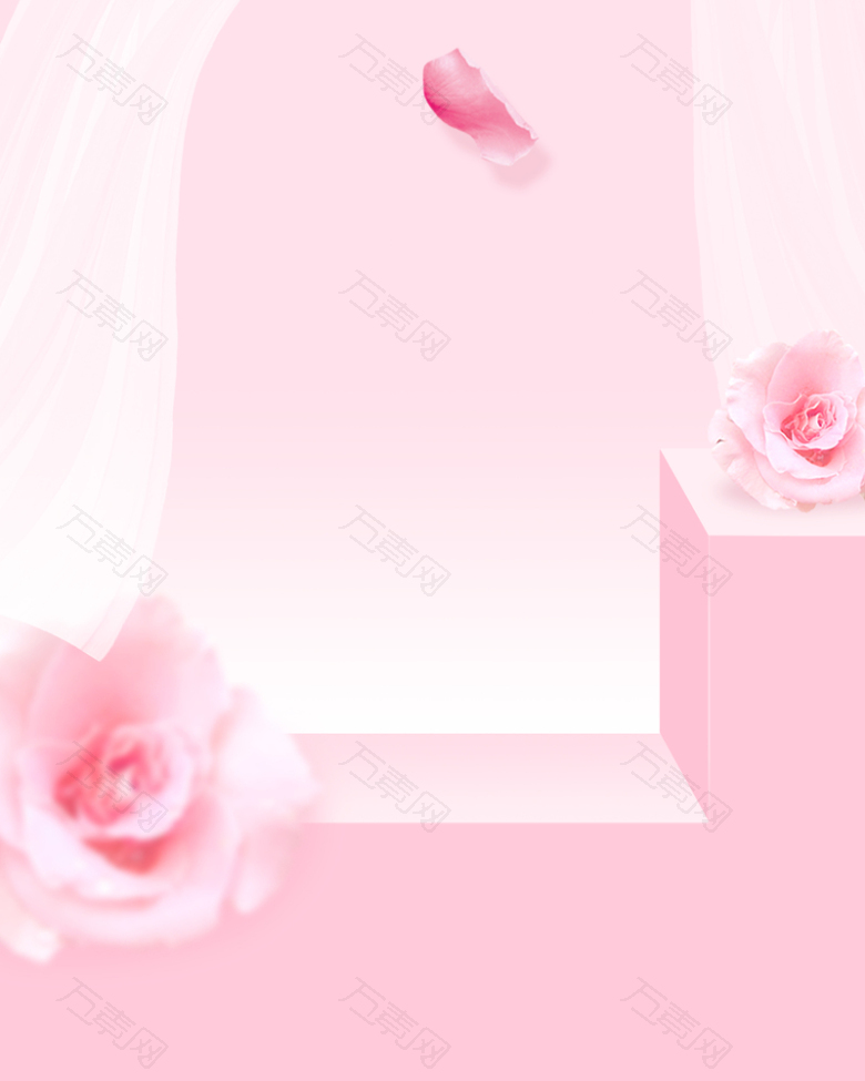 简约浪漫花卉粉色广告