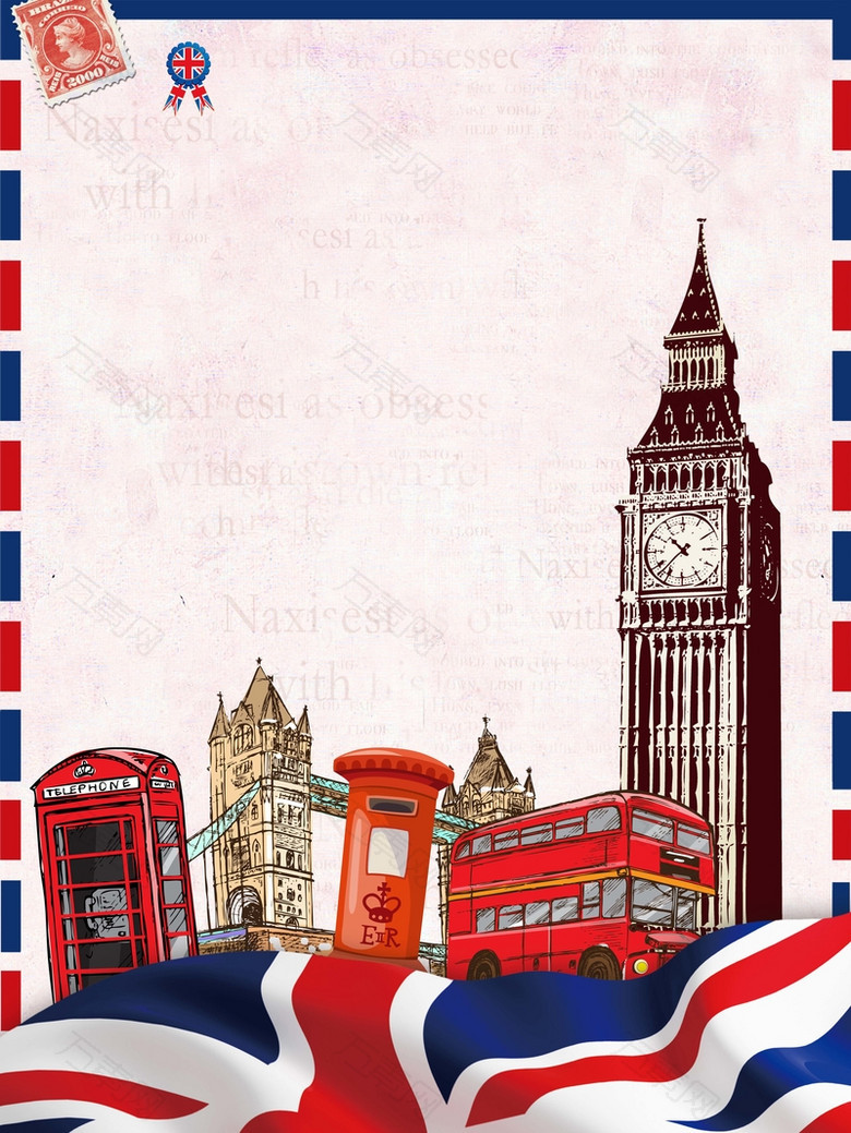 英国伦敦旅游促销海报背景