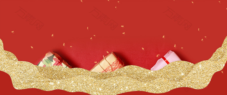 圣诞节礼物礼盒红色banner