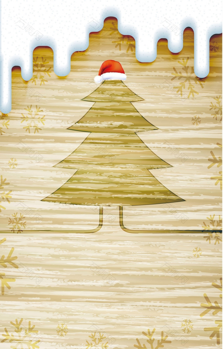 木板上刻着的圣诞树背景素材