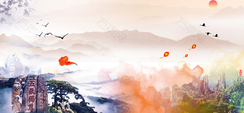 中国旅游banner海报背景