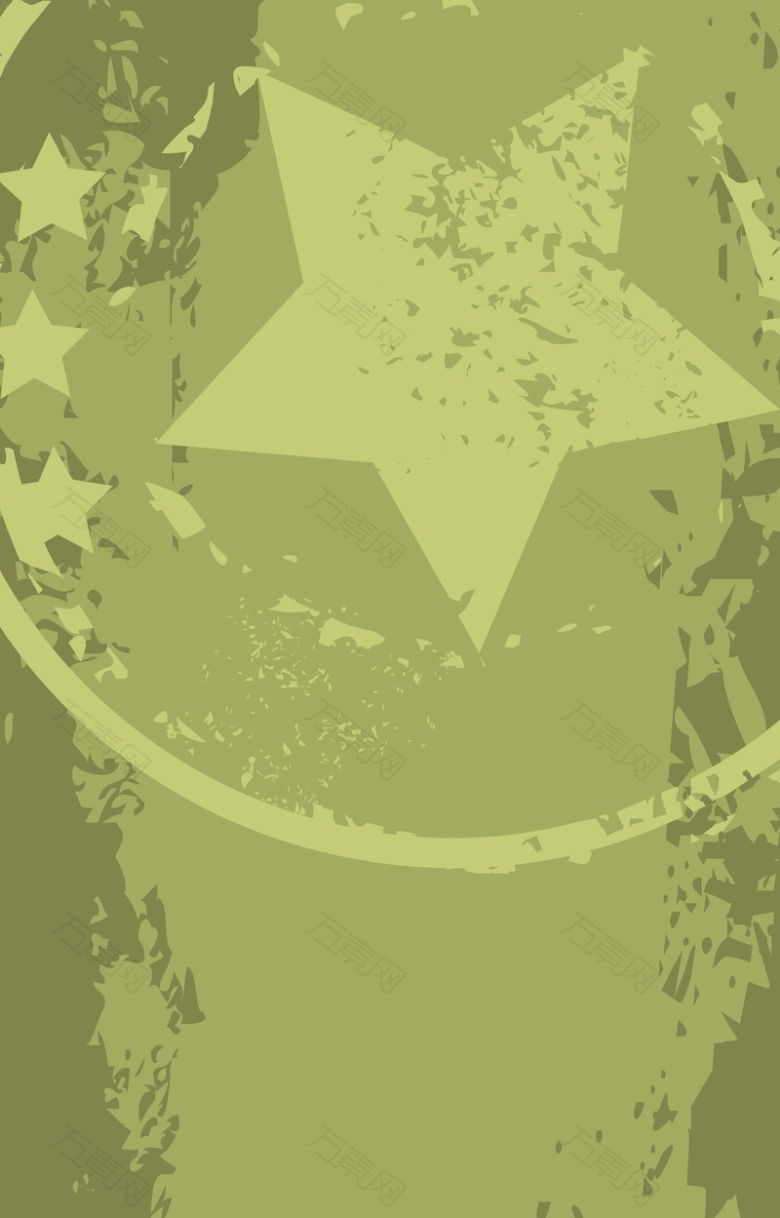 绿色水墨半圆中的五角星背景素材