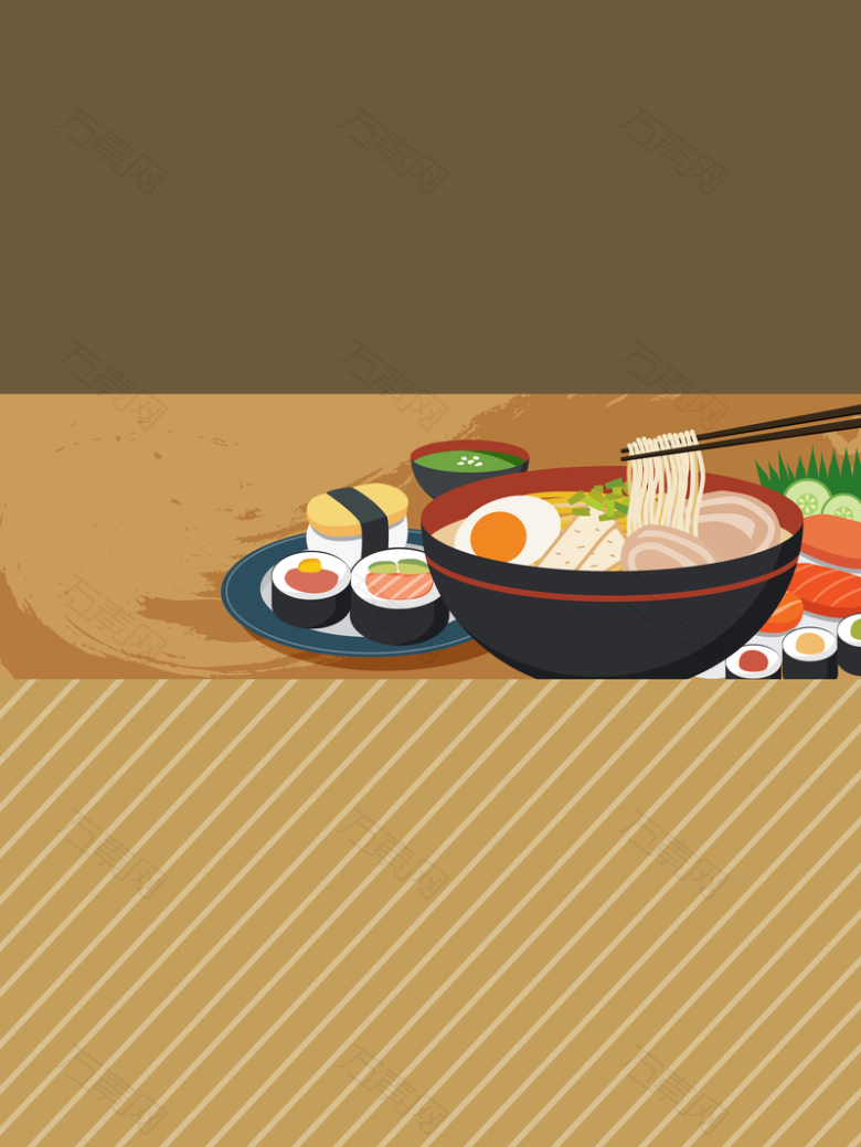 日式拉面寿司特色美食菜单背景素材