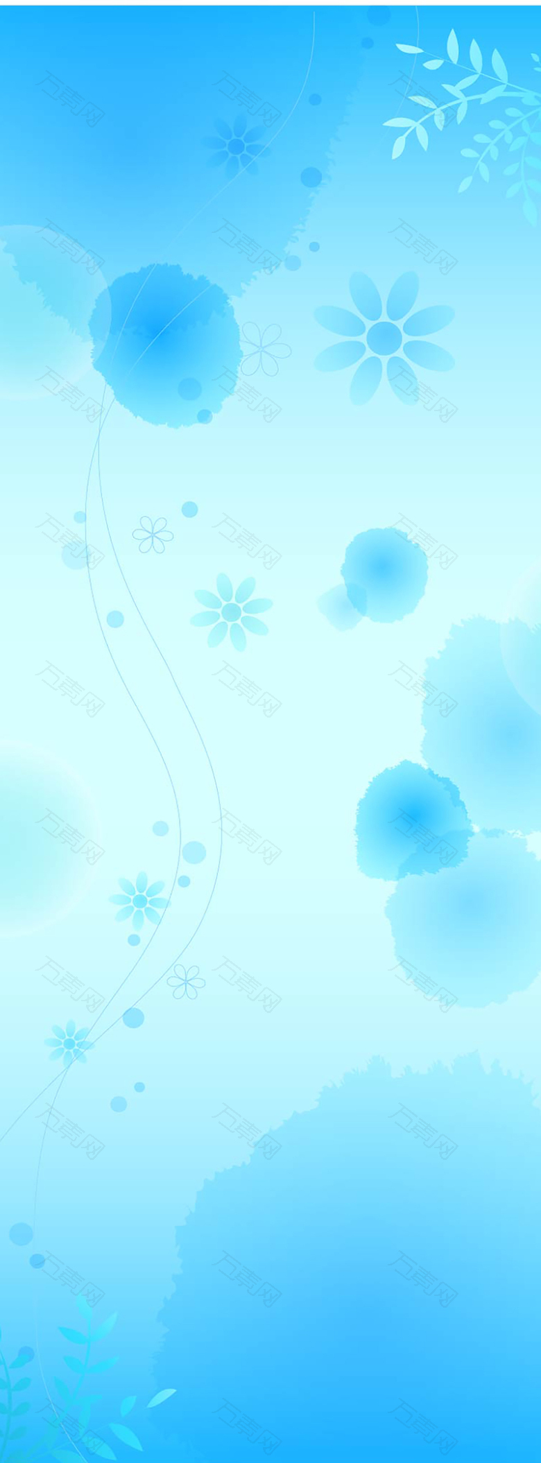 蓝青色花瓣树叶展板背景